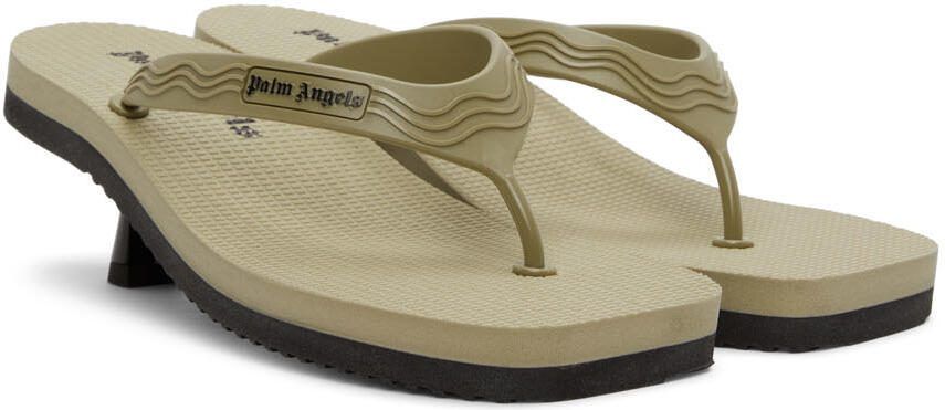 Palm Angels Khaki  Black Flip Flop Heeled Sandals - Picture 2