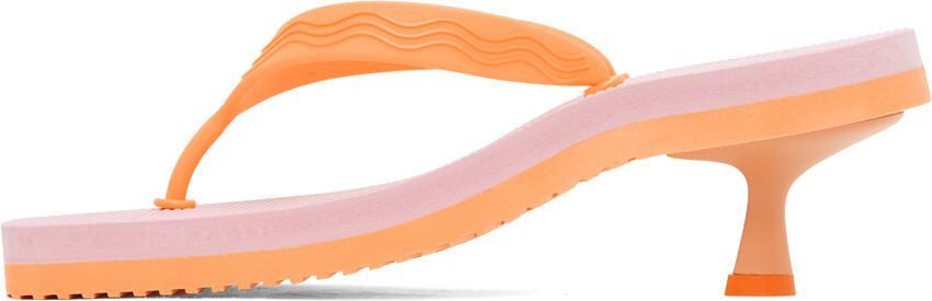 Palm Angels Pink  Orange Kitten Heeled Sandals - Picture 3