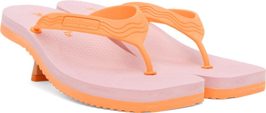 Palm Angels Pink  Orange Kitten Heeled Sandals - Picture 2