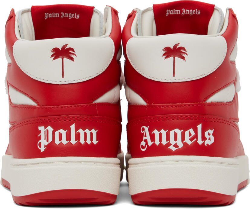 Palm Angels Red  White University Mid Sneakers