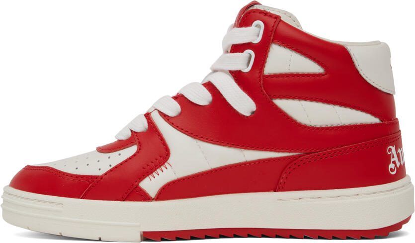 Palm Angels Red  White University Mid Sneakers - Picture 3