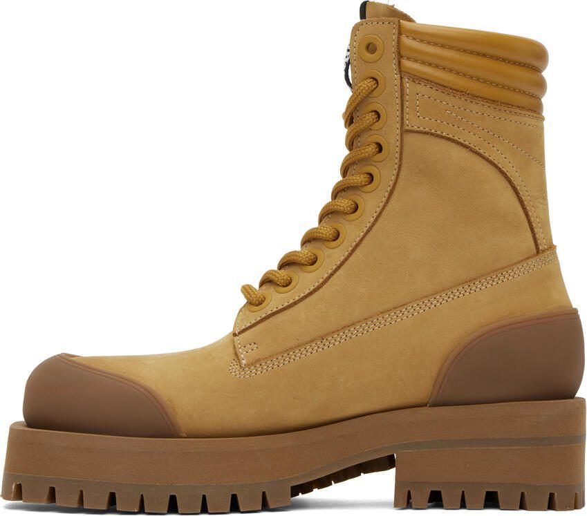 Palm Angels Tan Paneled Ankle Boots - Picture 2