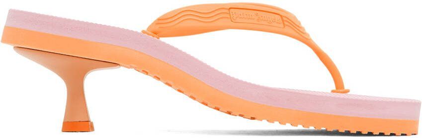 Palm Angels Pink  Orange Kitten Heeled Sandals - Picture 5