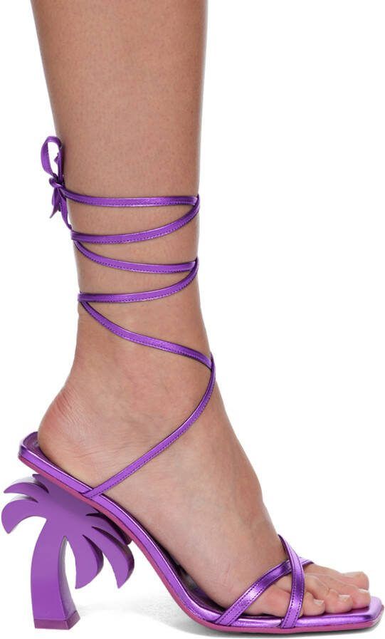 Palm Angels Purple Palm Beach Heeled Sandals - Picture 5