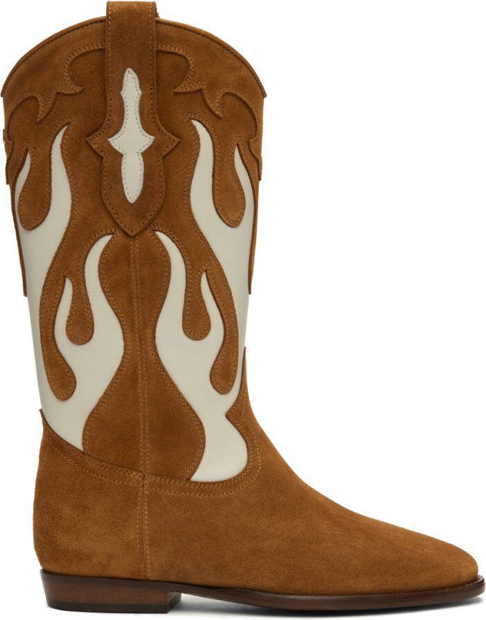 Palm Angels Tan Combat Boots