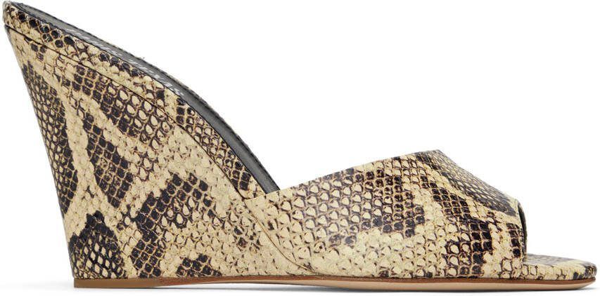 Paris Texas Beige  Brown Python Wedge Mules - Picture 5