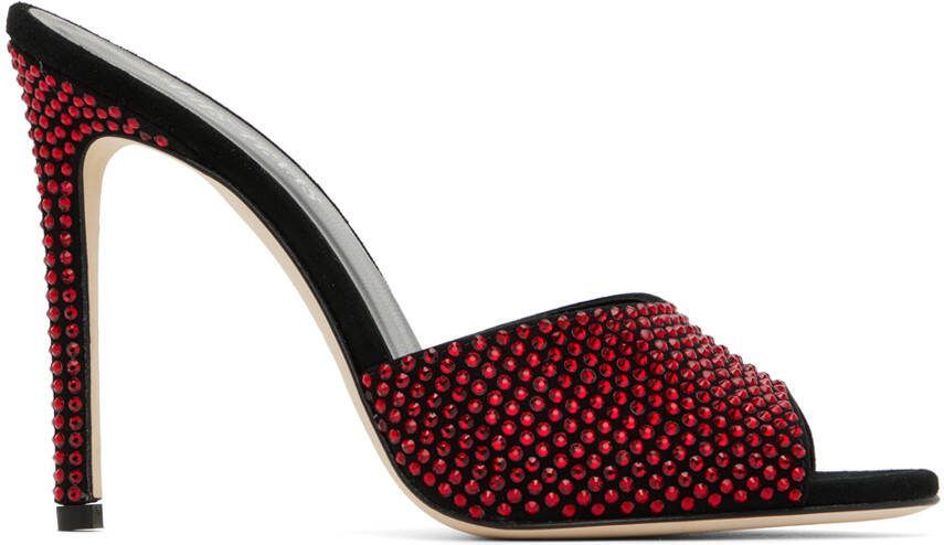 Paris Texas Black  Red Crystal Heeled Sandals