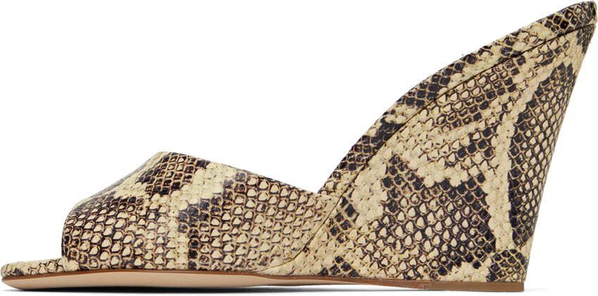Paris Texas Beige  Brown Python Wedge Mules - Picture 3