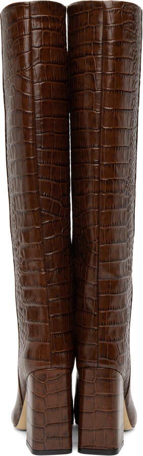 Paris Texas Brown Croc Block Heel Boots - Picture 5