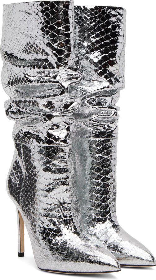 Paris Texas Silver Snake Slouchy Boots - Picture 3