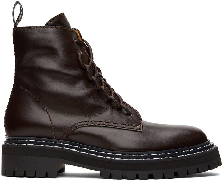 Proenza Schouler Brown Lug Sole Combat Boots - Picture 5