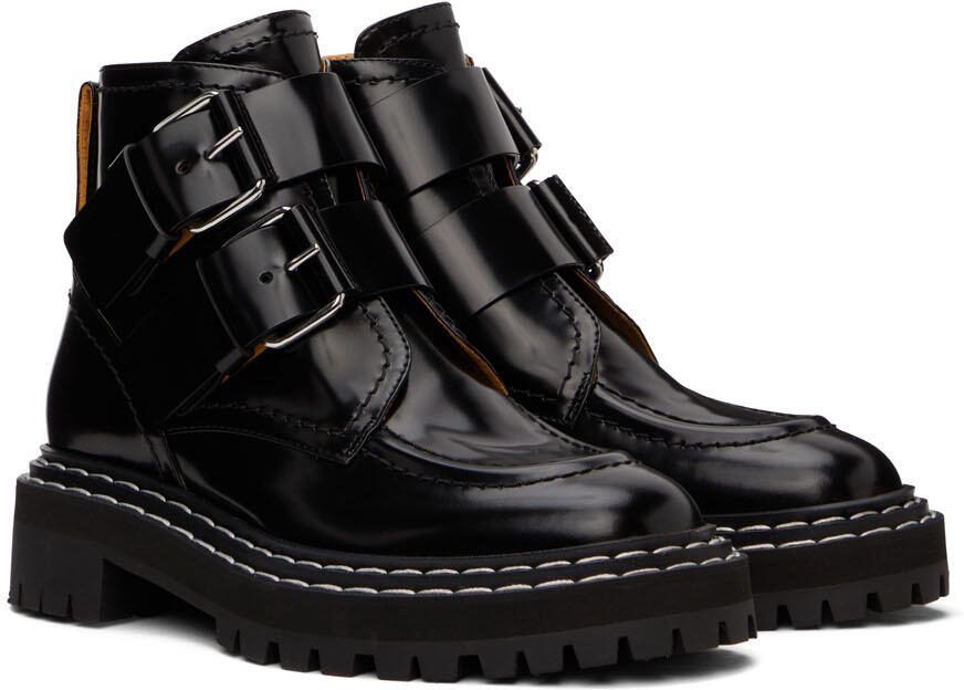 Proenza Schouler Black Lug Sole Buckle Boots - Picture 2