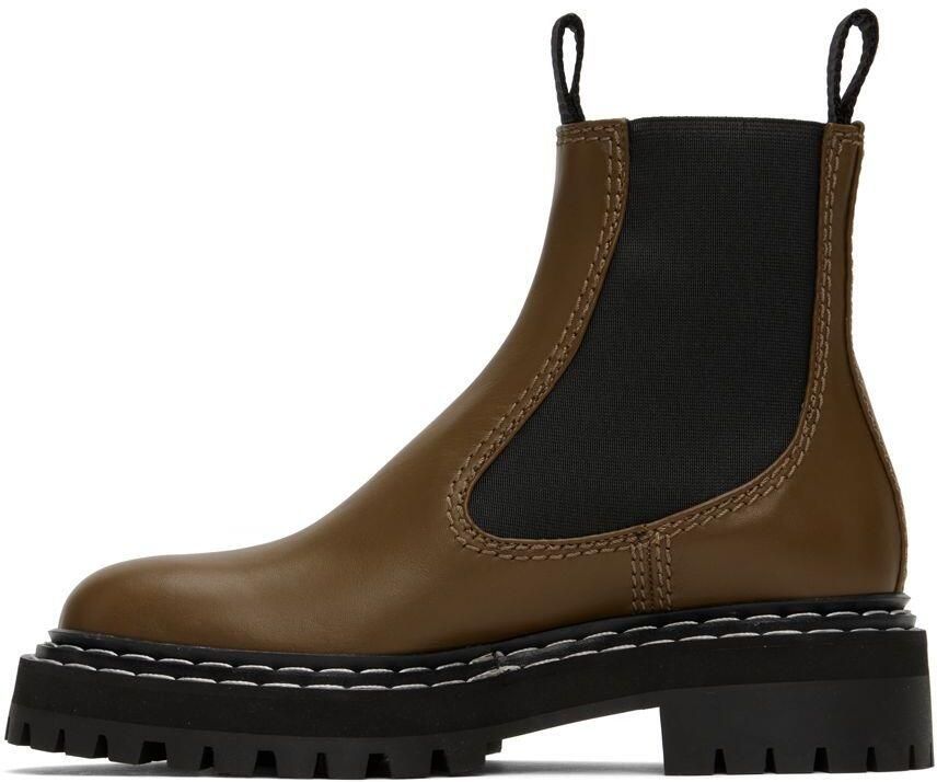 Proenza Schouler Khaki Lug Sole Chelsea Boots - Picture 3