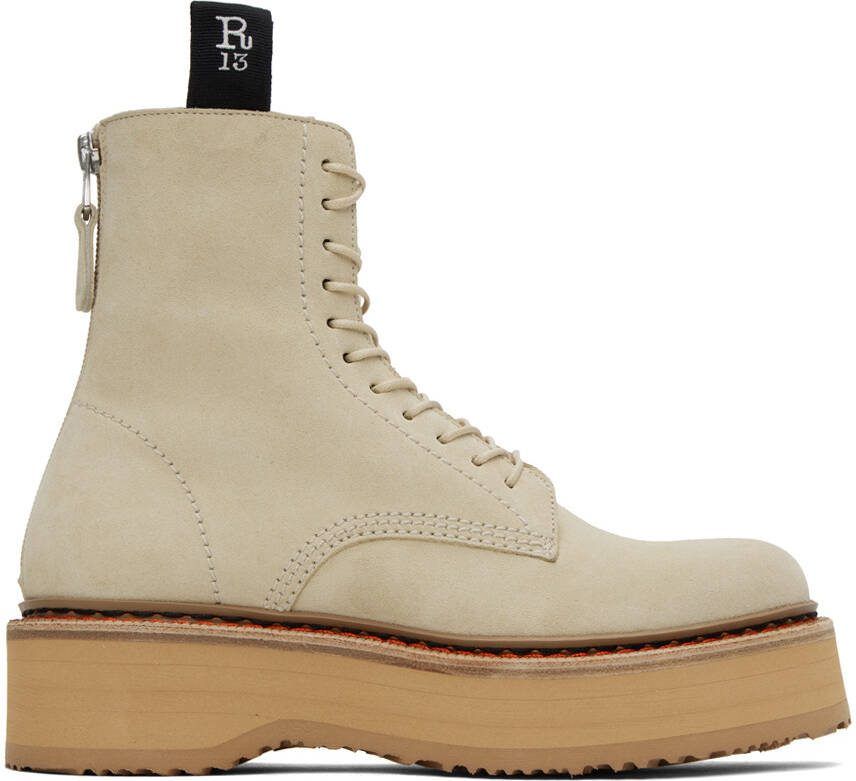 R13 Beige Single Stack Boots - Picture 5