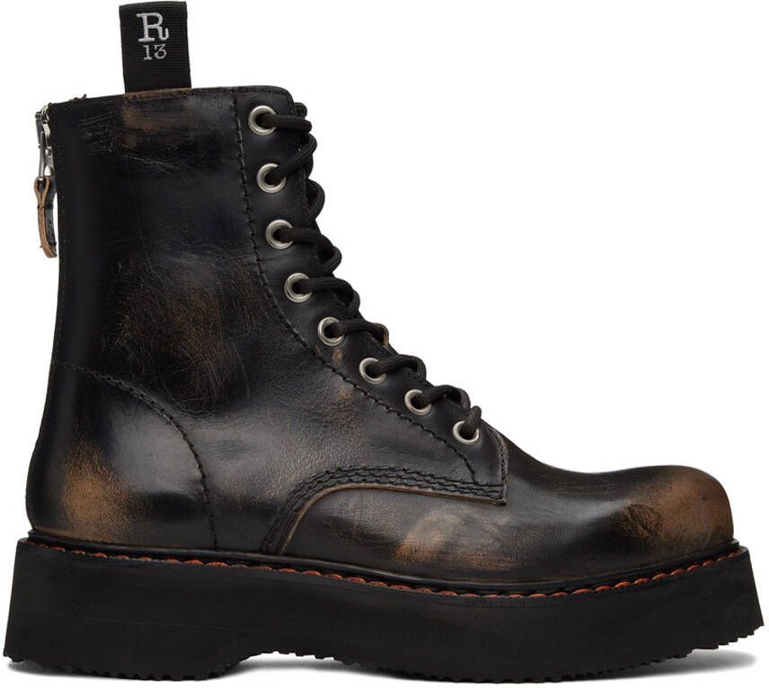 R13 Black Single Stack Boots - Picture 5