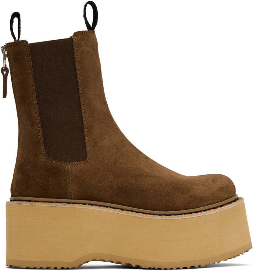 R13 Brown Double Stack Chelsea Boots - Picture 2