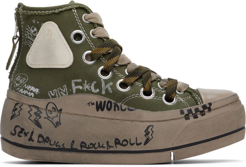 R13 Green Double Grommet Kurt Sneakers - Picture 5