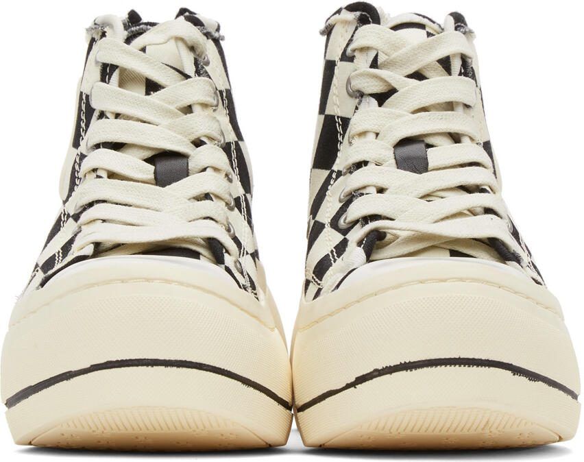 R13 Black  Off-White Check Kurt High-Top Sneakers - Picture 3