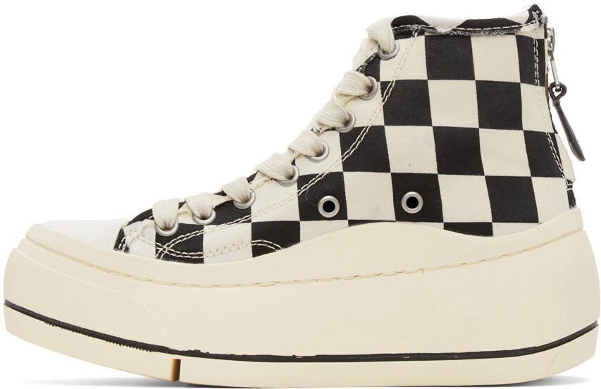 R13 Black  Off-White Check Kurt High-Top Sneakers - Picture 4