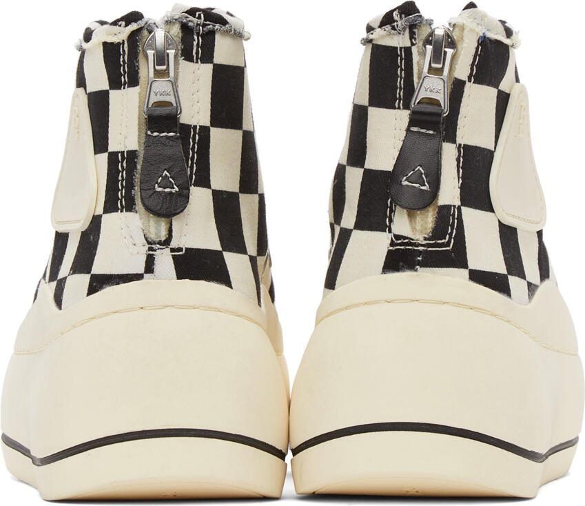 R13 Black  Off-White Check Kurt High-Top Sneakers