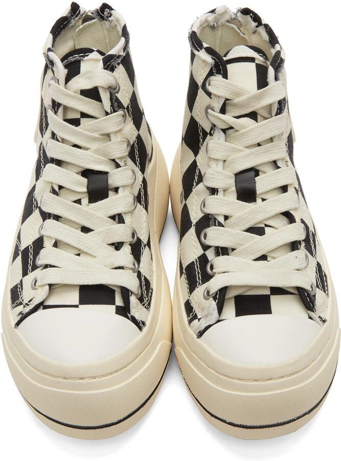 R13 Black  Off-White Check Kurt High-Top Sneakers - Picture 2
