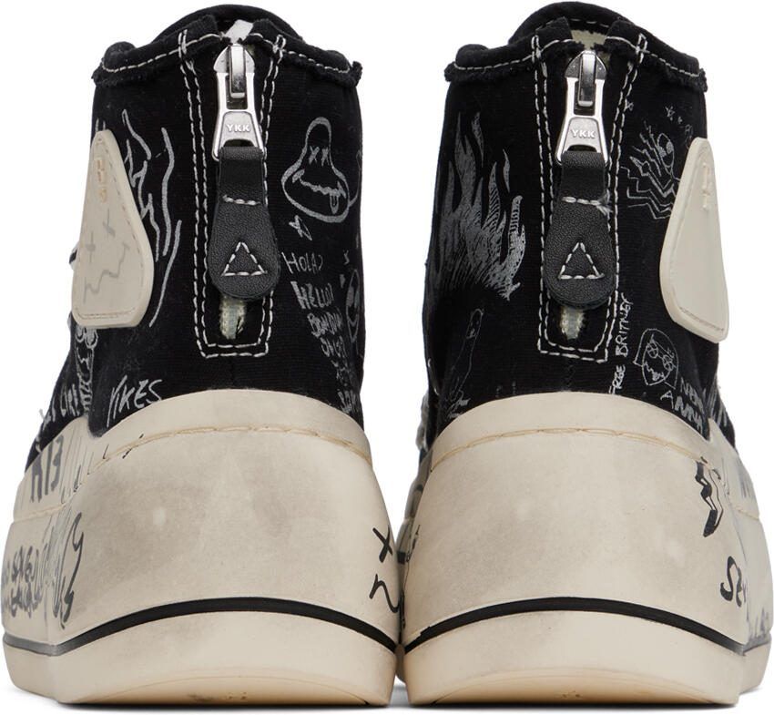 R13 Black  White Double Grommet Kurt Sneakers