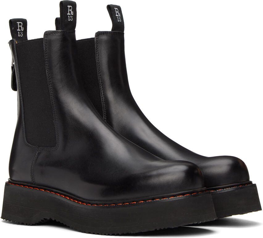 R13 Black SIngle Stack Boots - Picture 2