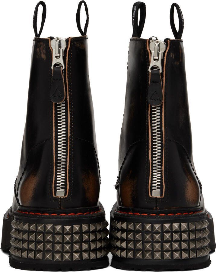R13 Black Single Stack Lace-Up Boots - Picture 3