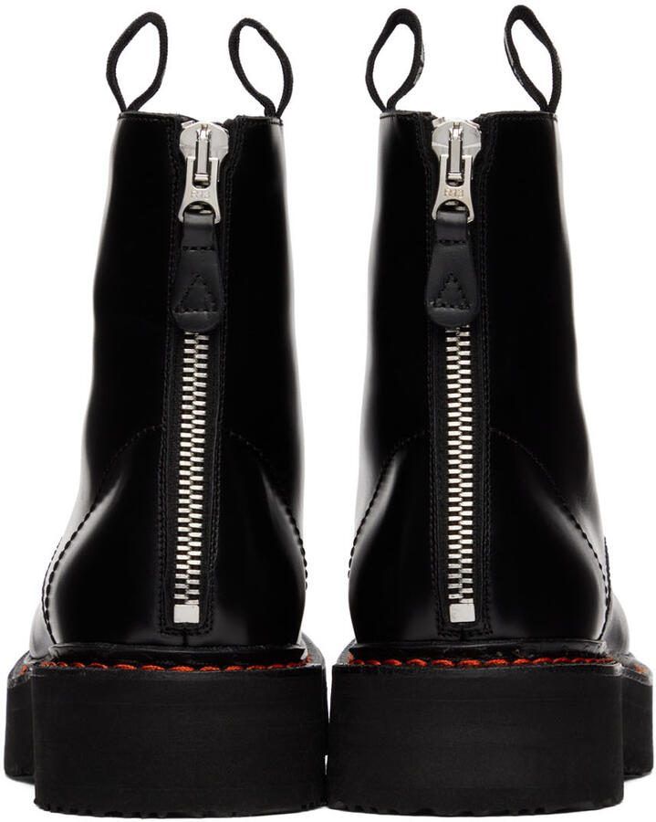 R13 Black Single Stack Platform Lace-Up Boots - Picture 7