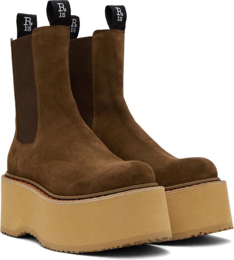 R13 Brown Double Stack Chelsea Boots - Picture 3