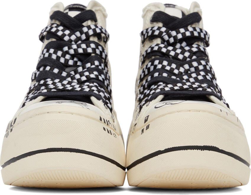 R13 Off-White Graffiti Double Grommet Kurt Sneakers - Picture 3