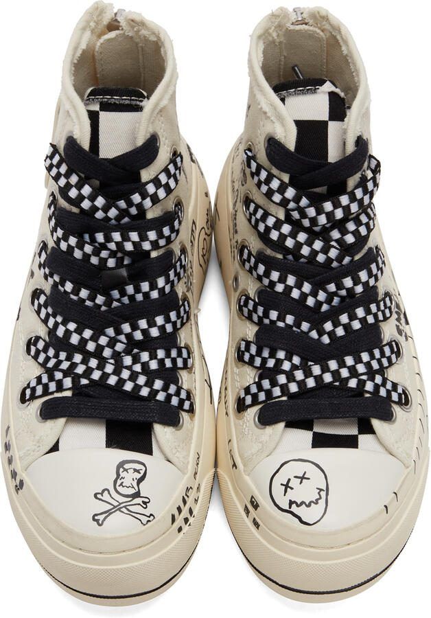 R13 Off-White Graffiti Double Grommet Kurt Sneakers - Picture 2