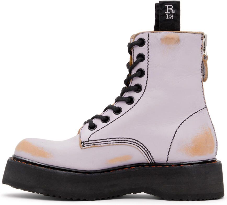 R13 Purple  Tan Stacked Platform Boots