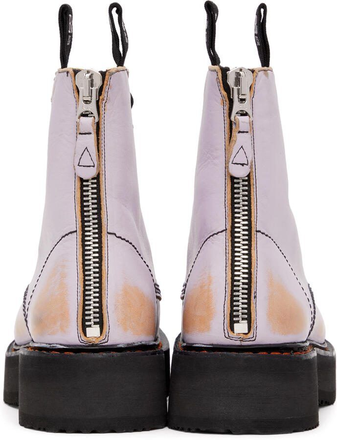 R13 Purple  Tan Stacked Platform Boots - Picture 3