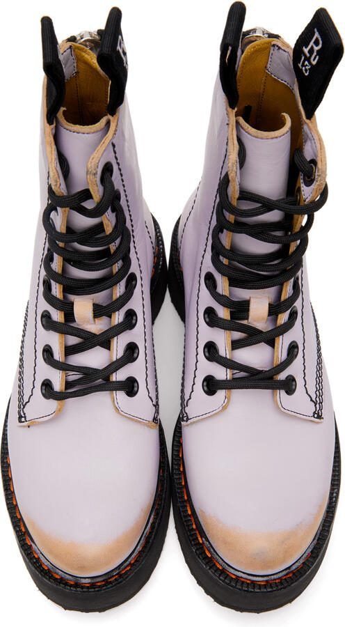 R13 Purple  Tan Stacked Platform Boots - Picture 4