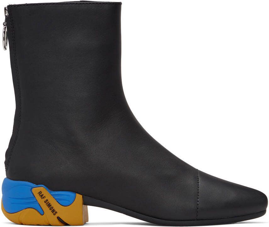 Raf Simons Black  Yellow Solaris-2 Zip-Up Boots - Picture 5