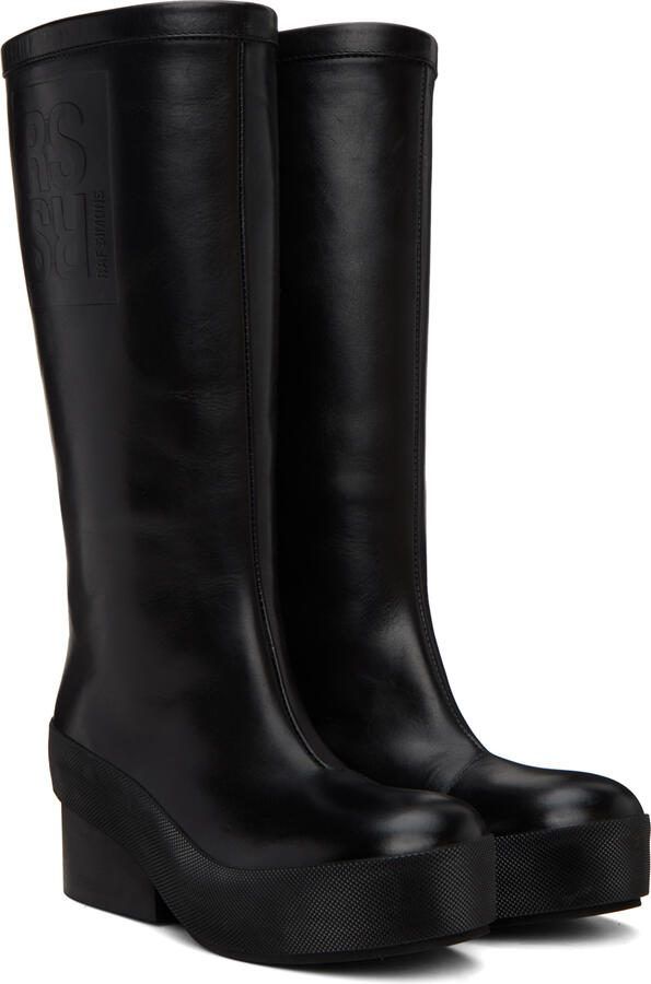 Raf Simons Black Embossed Boots - Picture 2