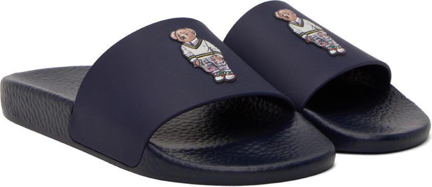 Polo Ralph Lauren Navy Polo Bear Slides