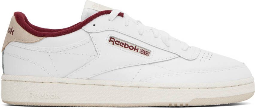 Reebok Classics White  Burgundy Club C 85 Sneakers - Picture 4