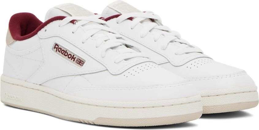 Reebok Classics White  Burgundy Club C 85 Sneakers - Picture 2