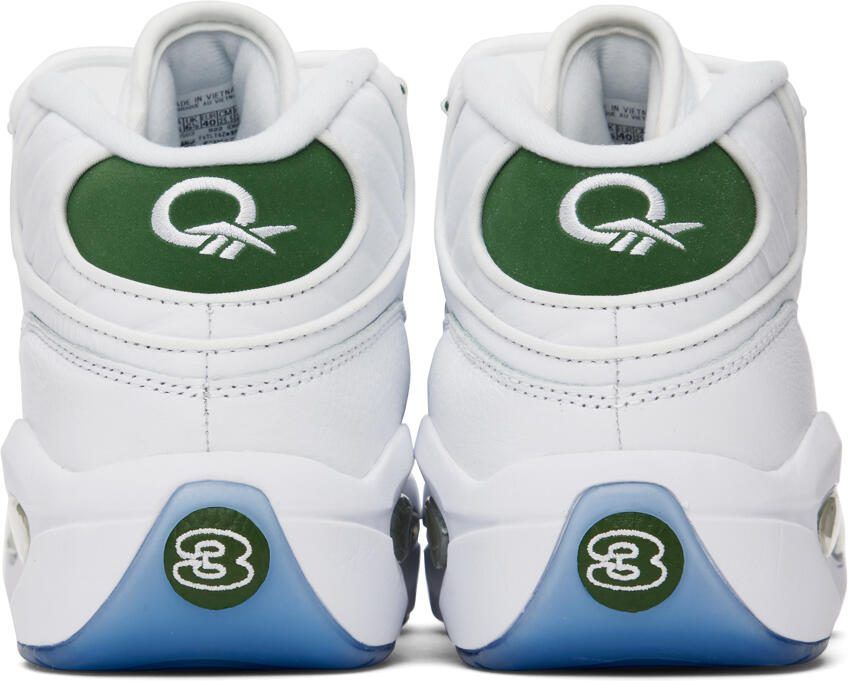 Reebok Classics White  Green Question Mid Sneakers - Picture 4