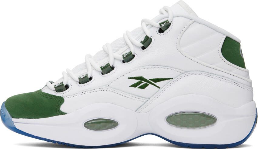 Reebok Classics White  Green Question Mid Sneakers - Picture 2