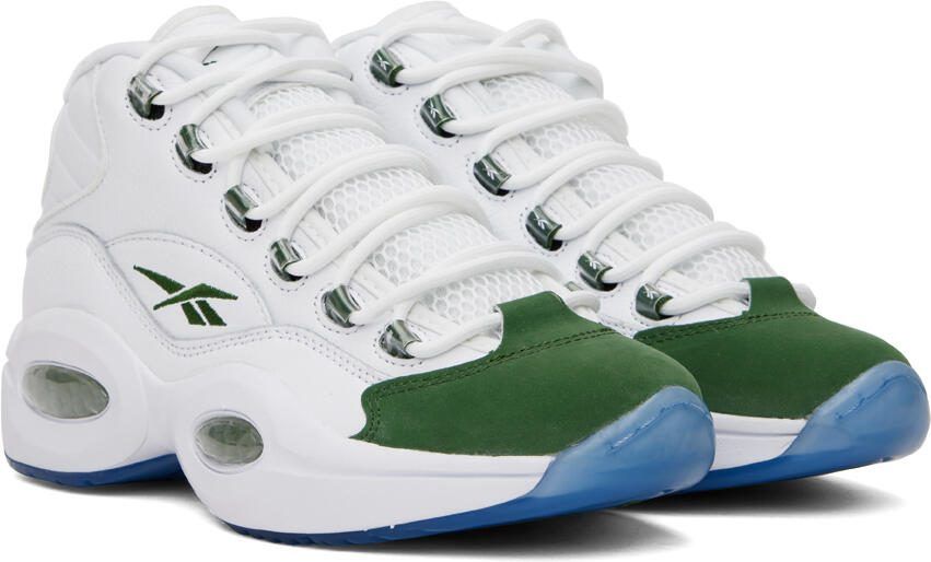Reebok Classics White  Green Question Mid Sneakers