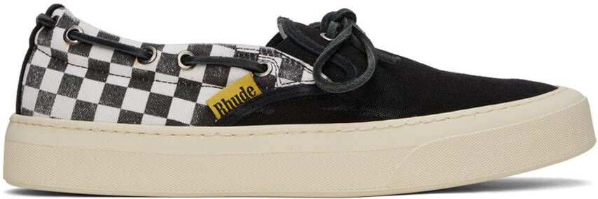 Rhude Black  White Checker Sneakers