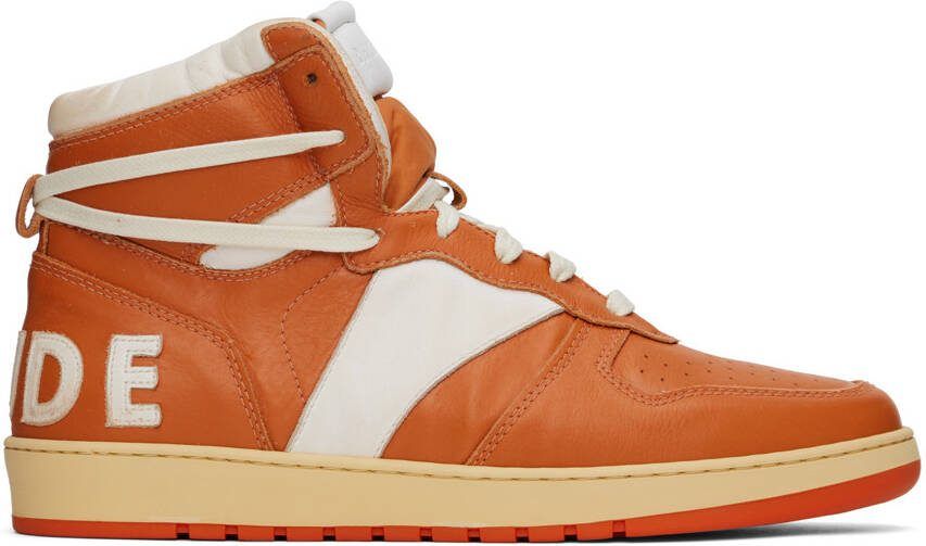 Rhude Orange  White Rhecess Hi Sneakers - Picture 5