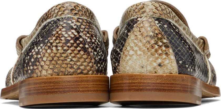 Rhude Beige  Brown Snake Brown Penny Loafers