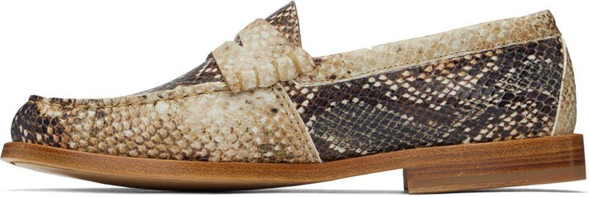 Rhude Beige  Brown Snake Brown Penny Loafers - Picture 4