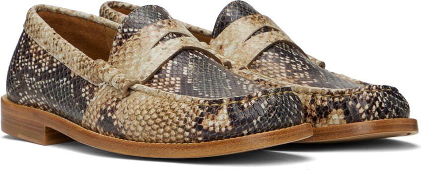 Rhude Beige  Brown Snake Brown Penny Loafers - Picture 2