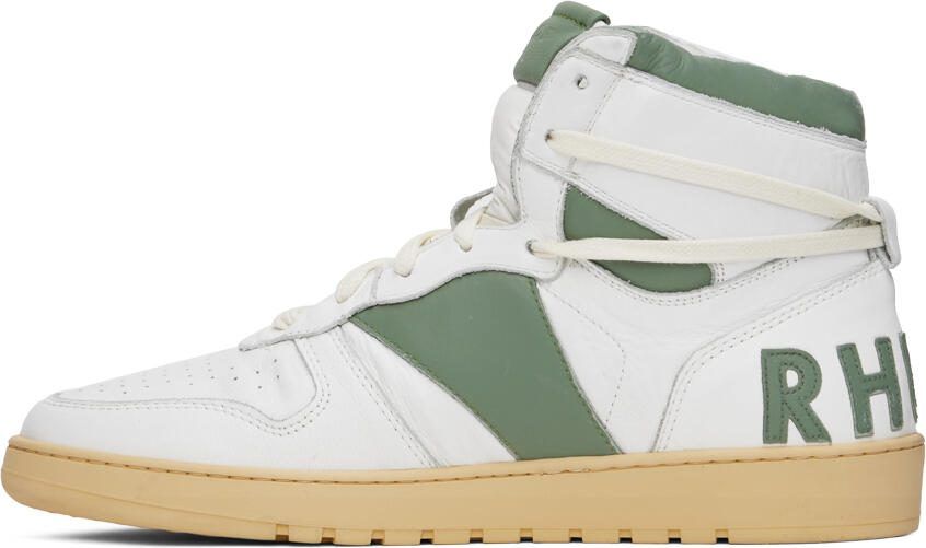 Rhude Green  White Rhecess Hi Sneakers - Picture 3