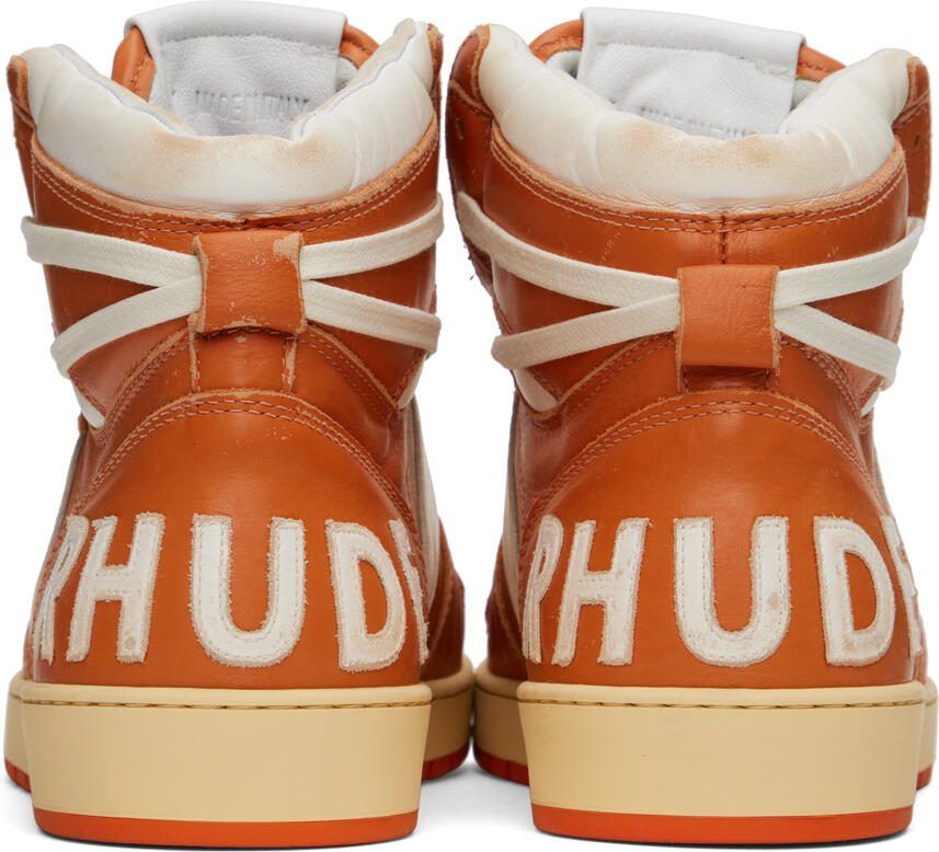 Rhude Orange  White Rhecess Hi Sneakers